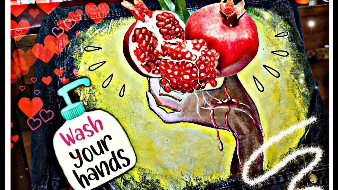 Wash your hands!How to draw pomegranate\ 