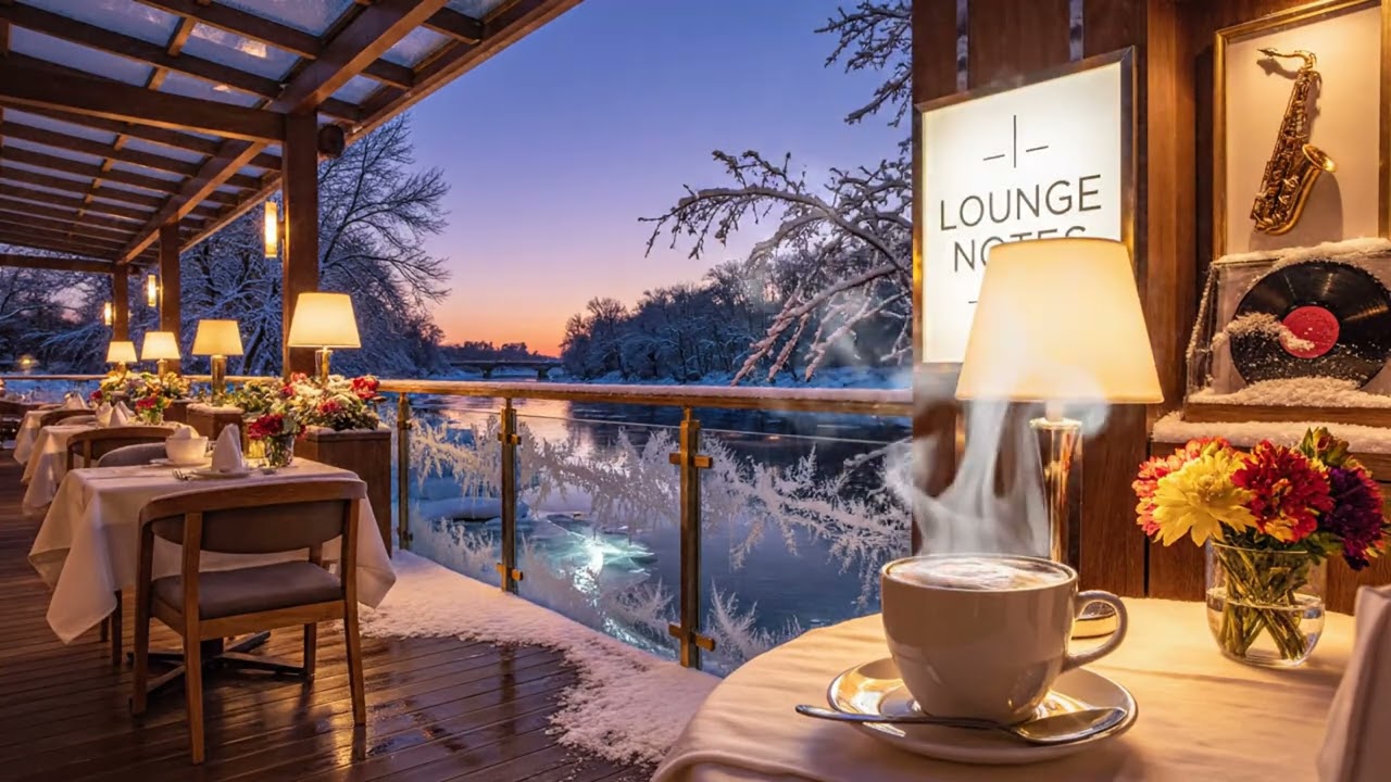 Romantic Cafe Jazz 4K ☕ Snowfall 2026 Ambience for Sleep, Focus, Reading & Peaceful Night