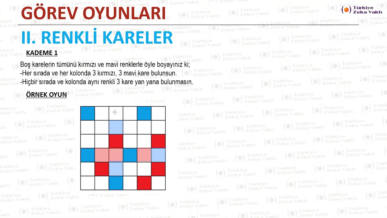 3. Renkli Kareler (Kademe 1-2)-Türkiye Zeka Vakfı (TZV)