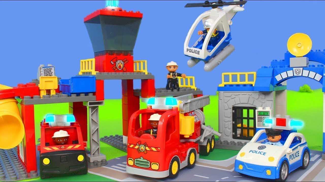 LEGO DUPLO Strażak zabawki - Zabawki strażackie - Policja - radiowóz dla dzieci - Fire Engine toys