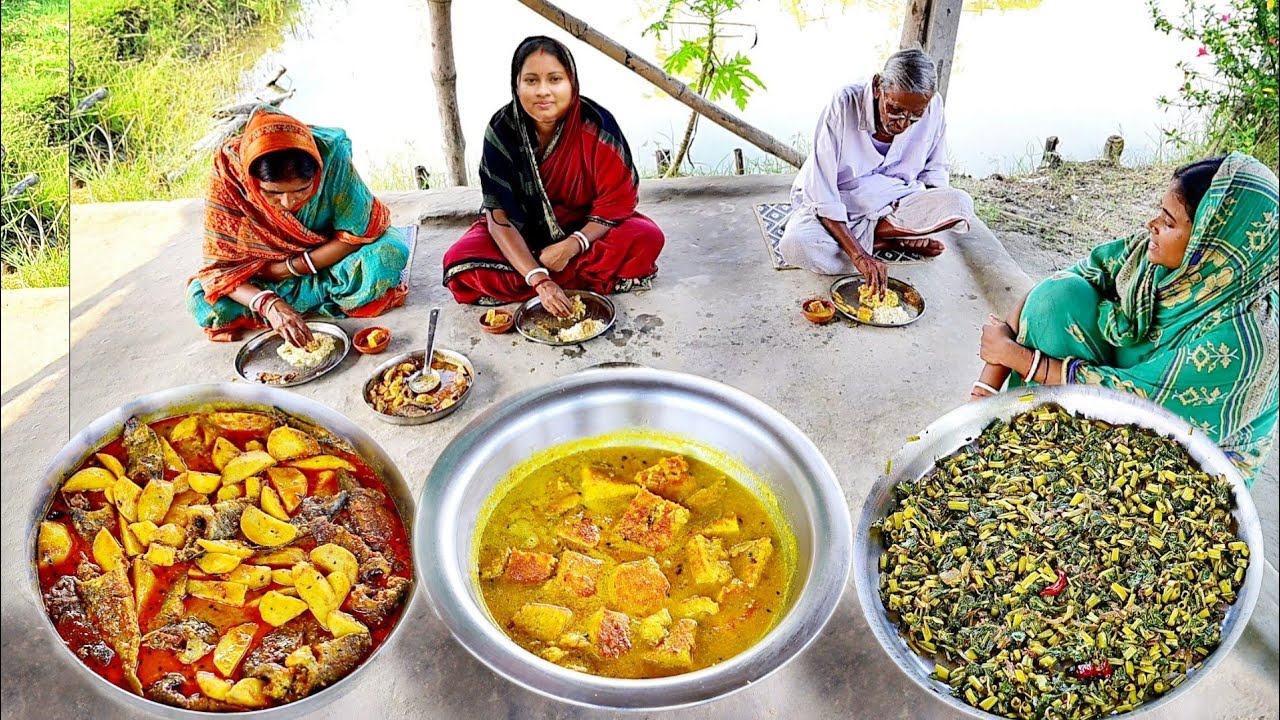 কচু দিয়ে কৈমাছের ঝাল, মাছের ডিমের টক আর কলমি শাক ভাজা আজ দুপুরের রান্না আর খাওয়া
