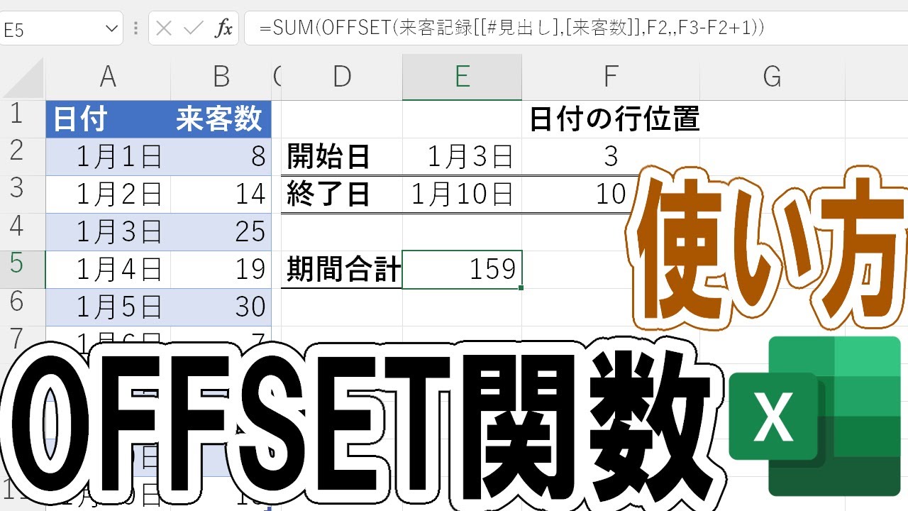 【Excel】OFFSET関数の使い方と応用をわかりやすく解説