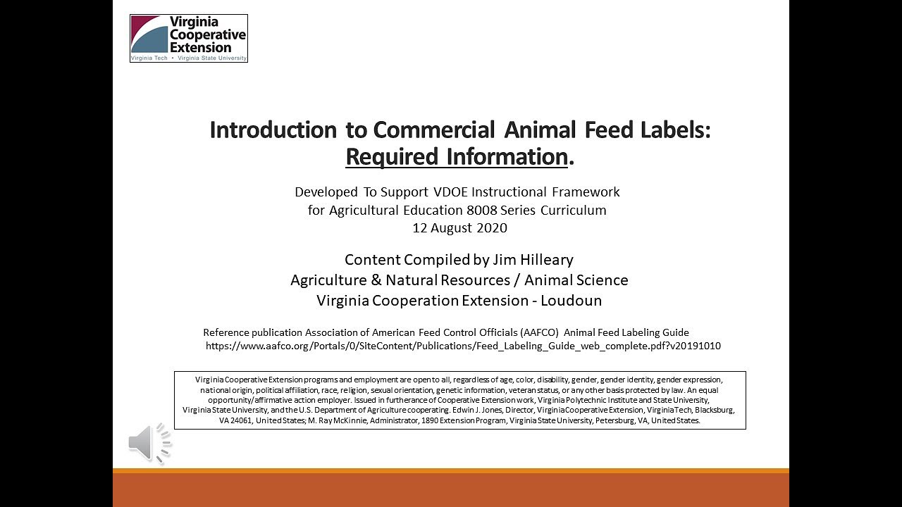 Introduction To Commercial Feed Labels: Required Info (1 of 4)
