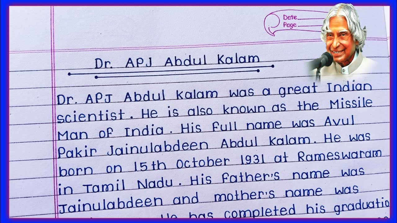 Dr. APJ Abdul Kalam Essay in English || Best essay on Dr. APJ Abdul Kalam in English ||