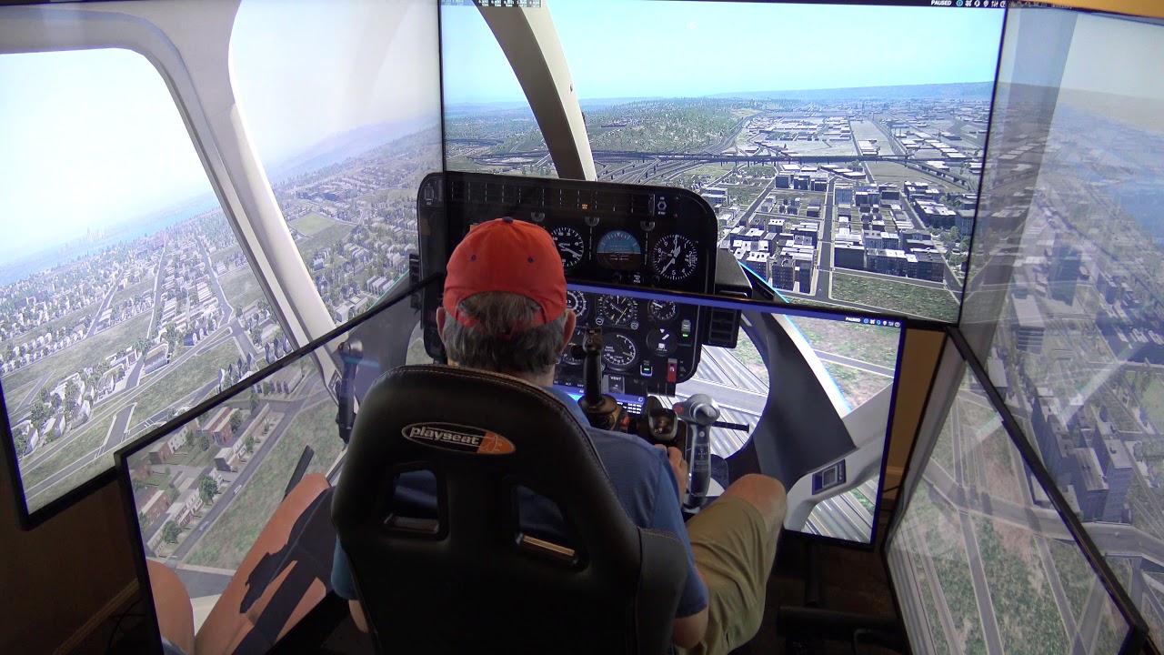 6-Screen X-Plane with Dreamfoil Bell 407 Helicopter