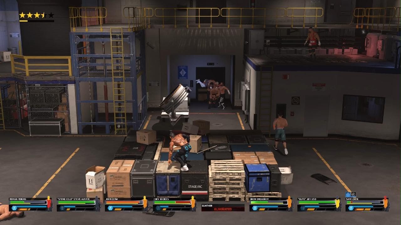Backstage brawl 6 men fight