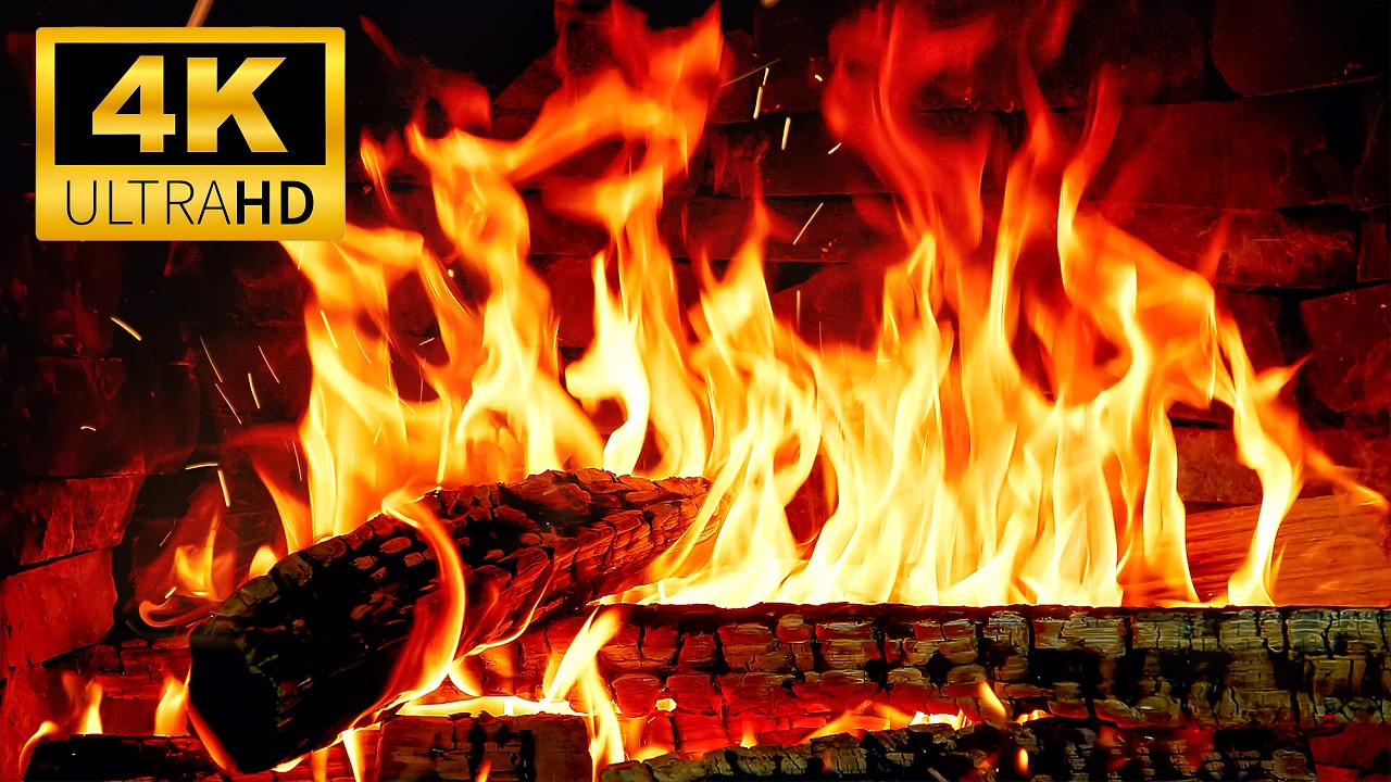 🔥 Calm & Relaxing 4K Fireplace | Crackling Fire Sounds & Burning Logs | Cozy Fireplace Ambience