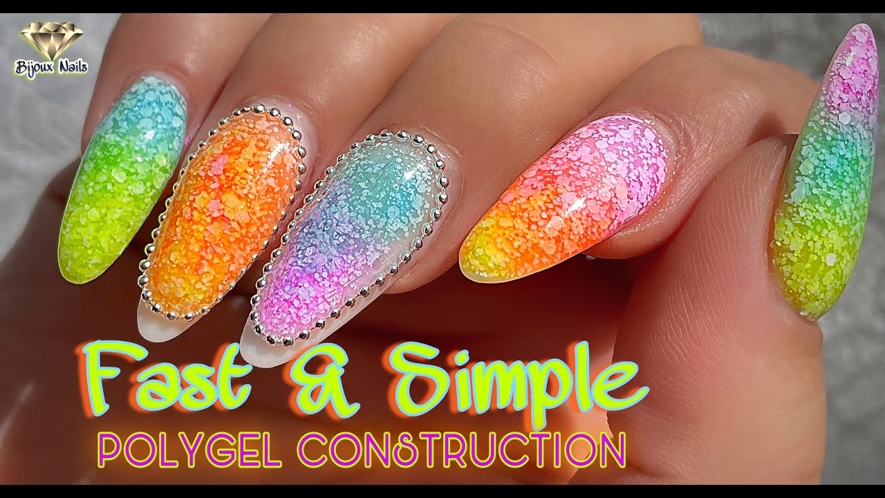DIY Short Almond Polygel Nails - Gradient Nails at home / All steps - No talking