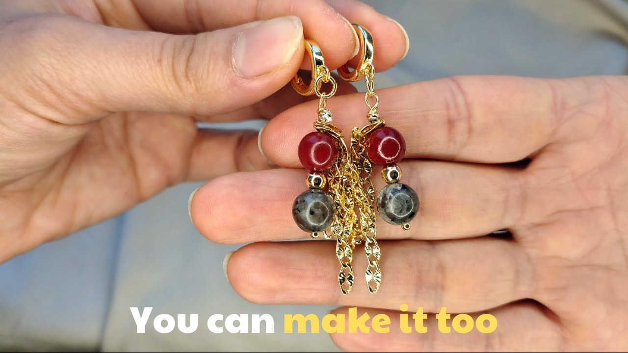How to Make Coral and Fire Stone Earrings | DIY Gemstone Jewelry Tutorial/How to make jewelry