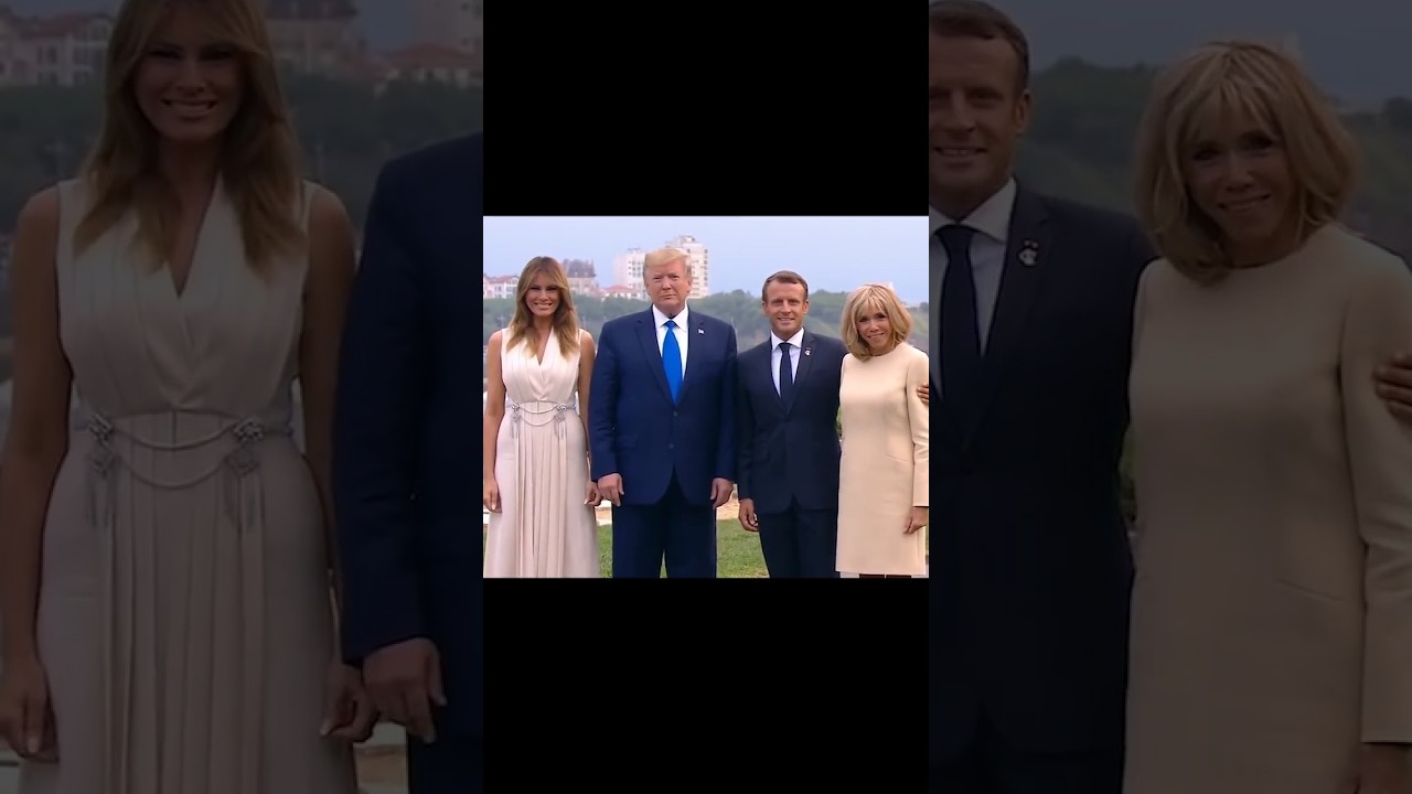 President Donald Trump and Melania Trump welcomed by Emmanuel Macron and Brigitte Macron in France