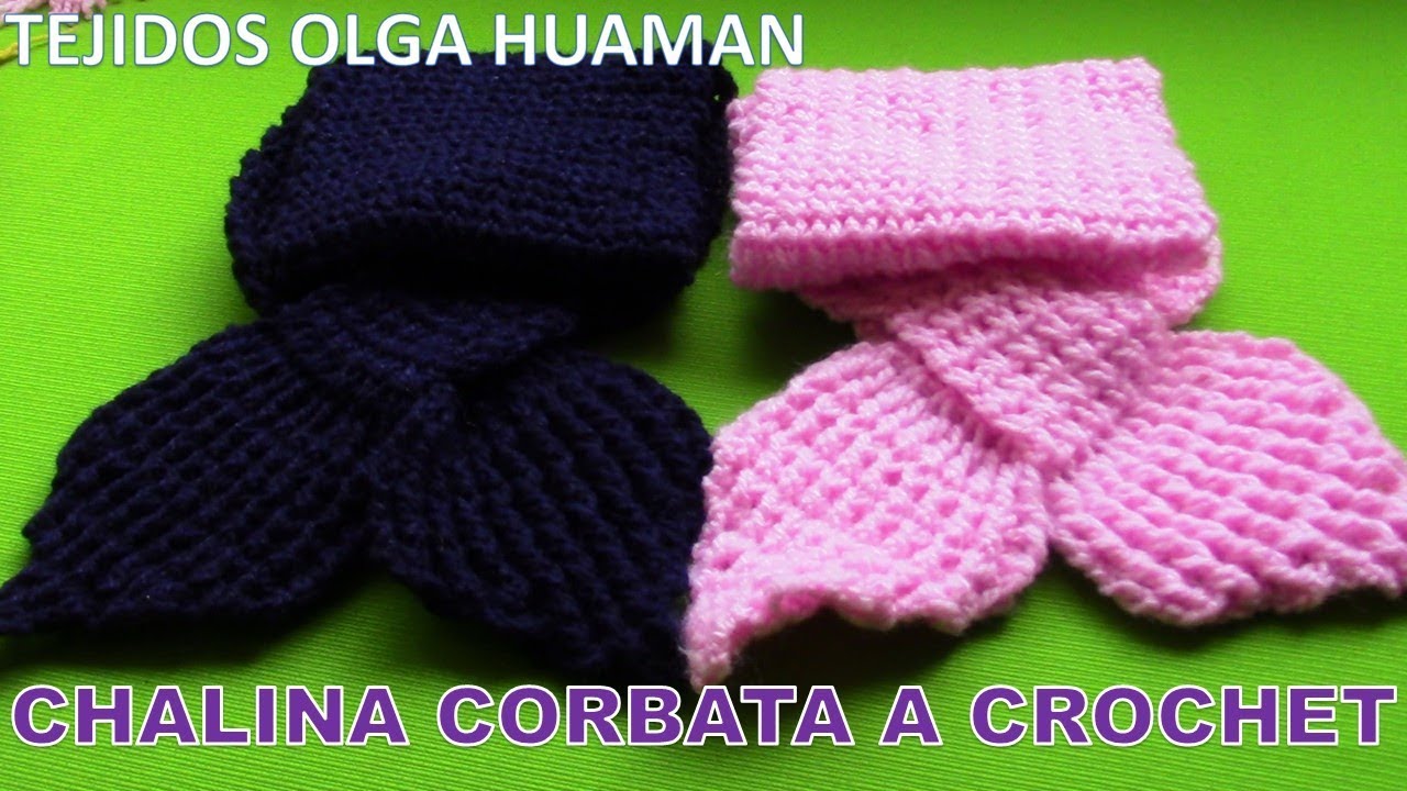 Chalina o Bufanda Corbata tejida a crochet o ganchillo paso a paso video tutorial