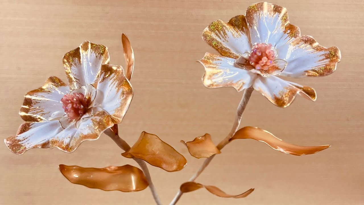 Flor de resina efecto metal