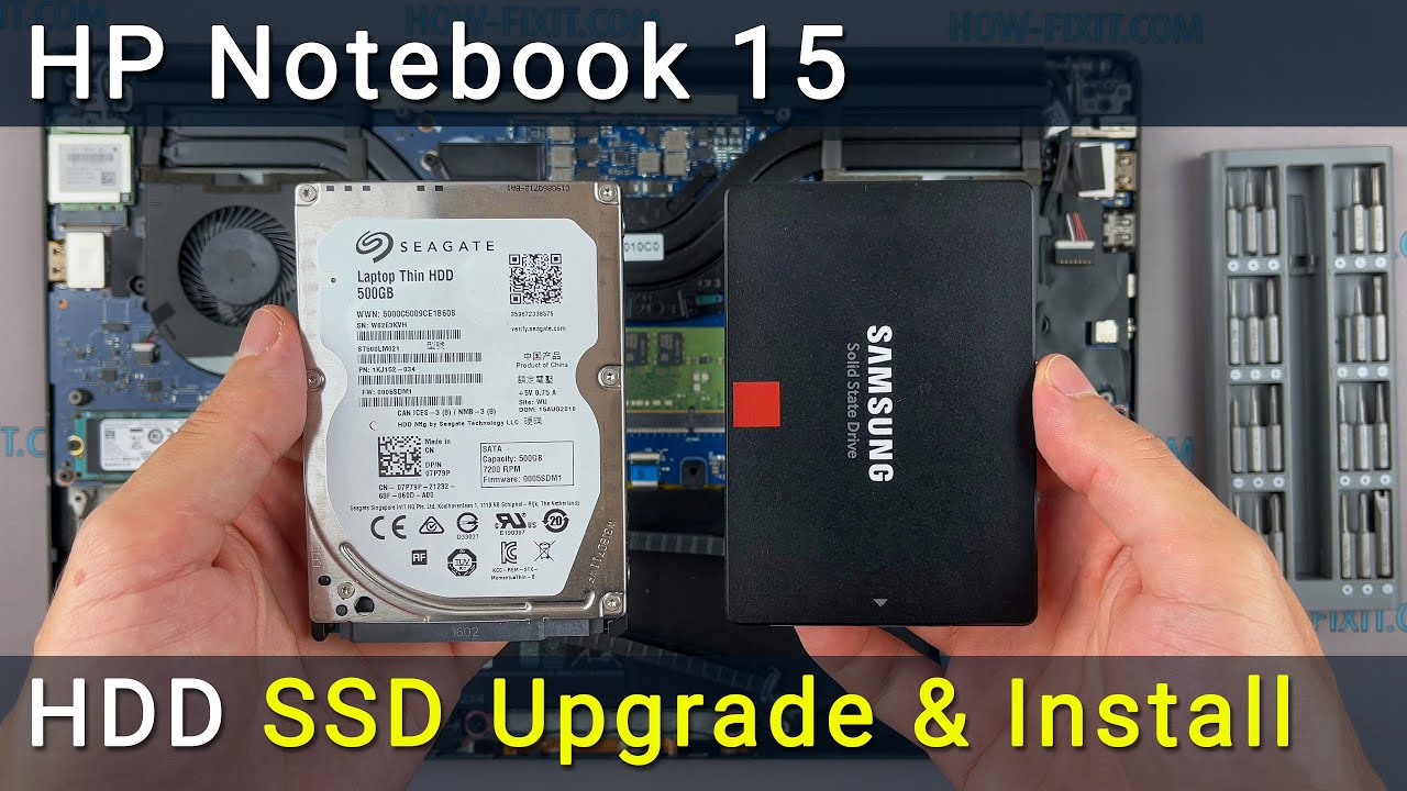 Замена и установка SSD или жестки диск в ноутбук HP 15