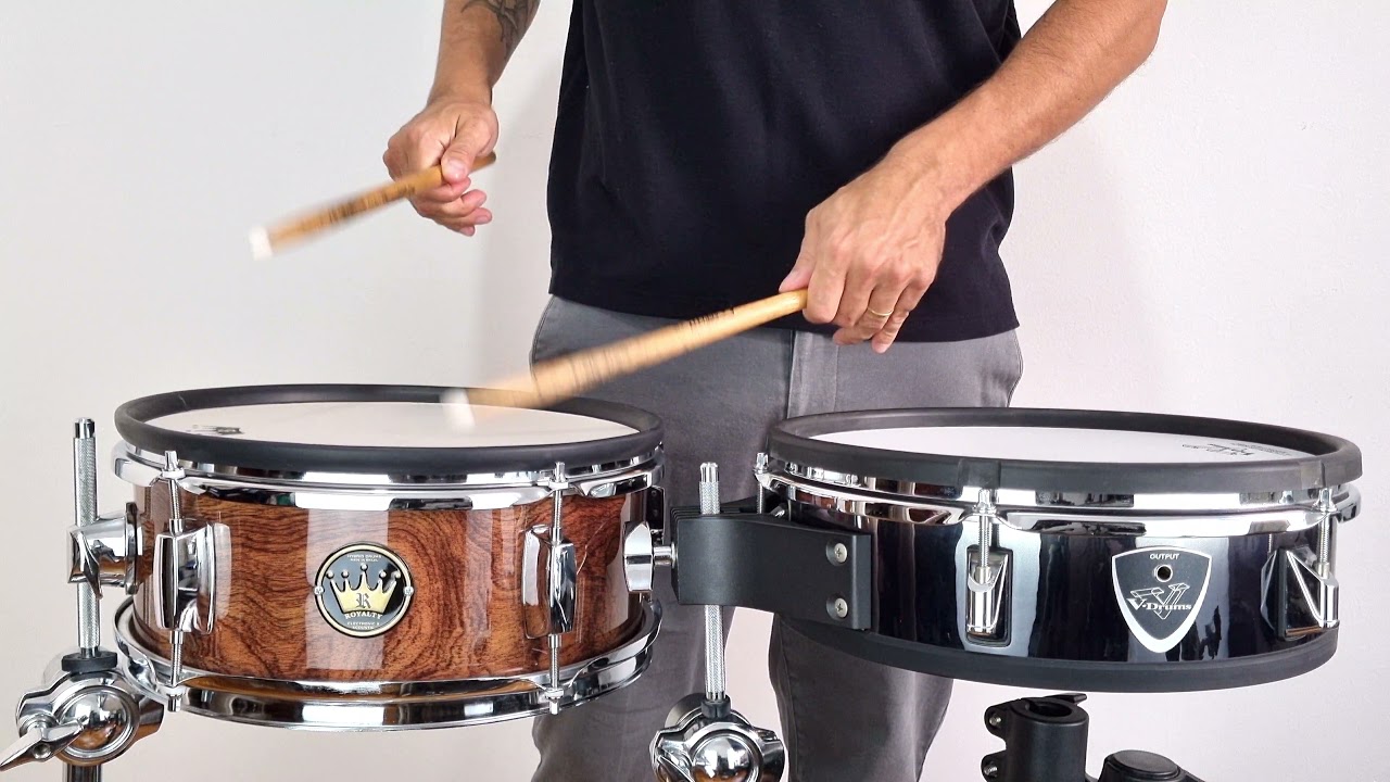 Teste acústico pads ROYALTY vs ROLAND (peles mudas mesh heads)