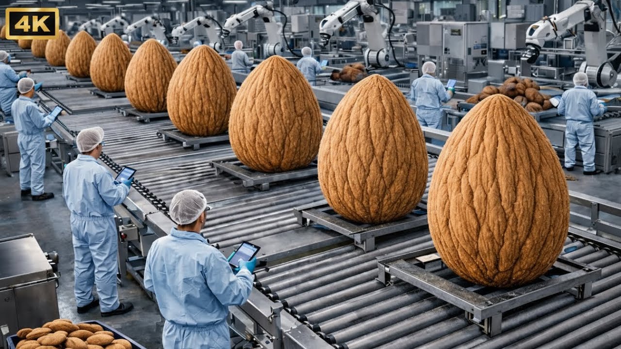 Inside the Mega Factory: How Billions of Almonds Are Harvested and Processed (Full Process)