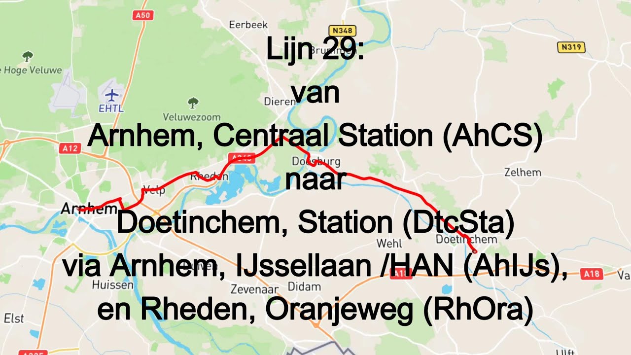 Lijn  29 van Arnhem, Centraal Station AhCS naar Doetinchem, Station DtcSta via Arnhem, IJssellaan HA