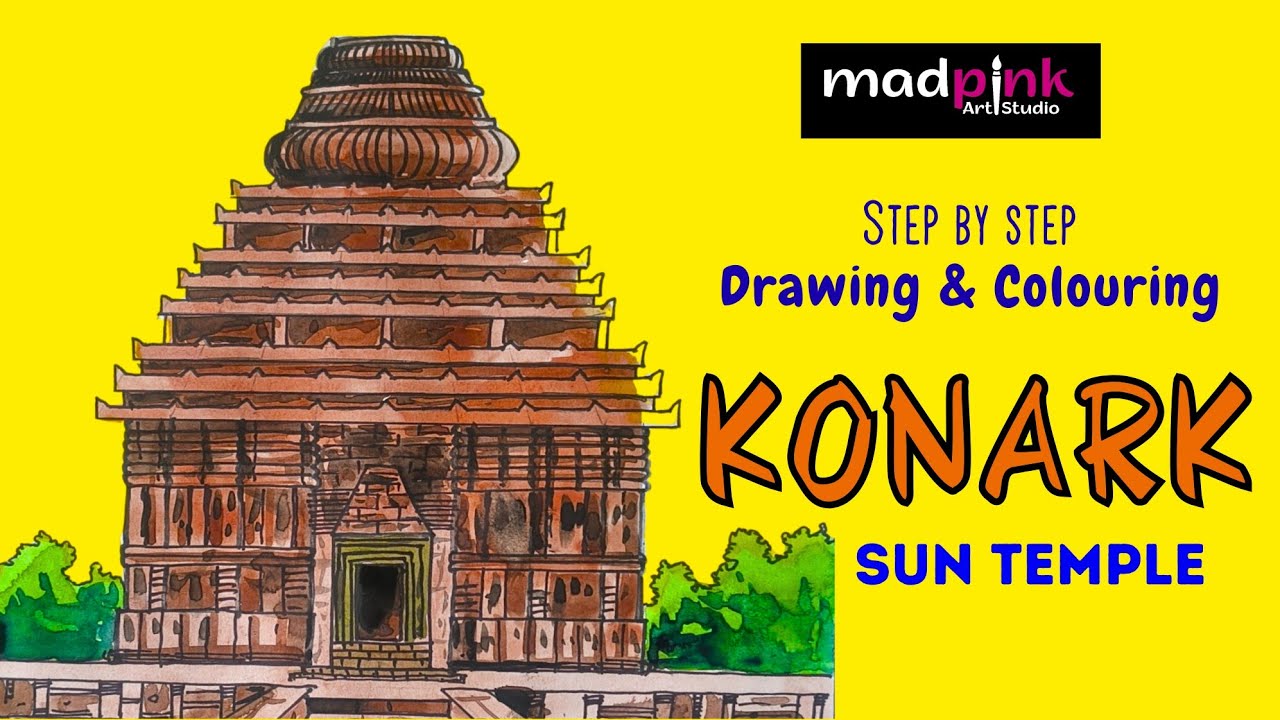 konark sun temple drawing with colour / Monuments of Odisha konark/ Proud of Odisha 