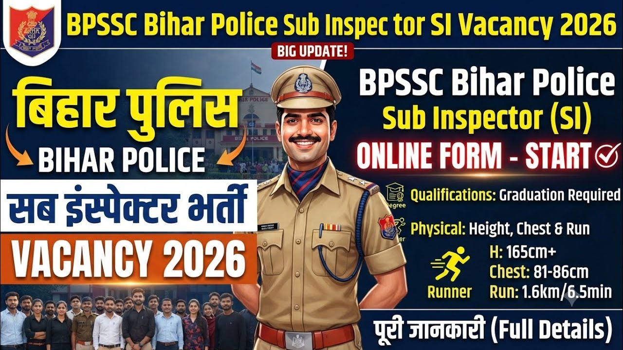 BPSC Sub Inspector SI Vacancy 2026 | Bihar Police Sub Inspector Vacancy | Bihar Police Sub Inspector