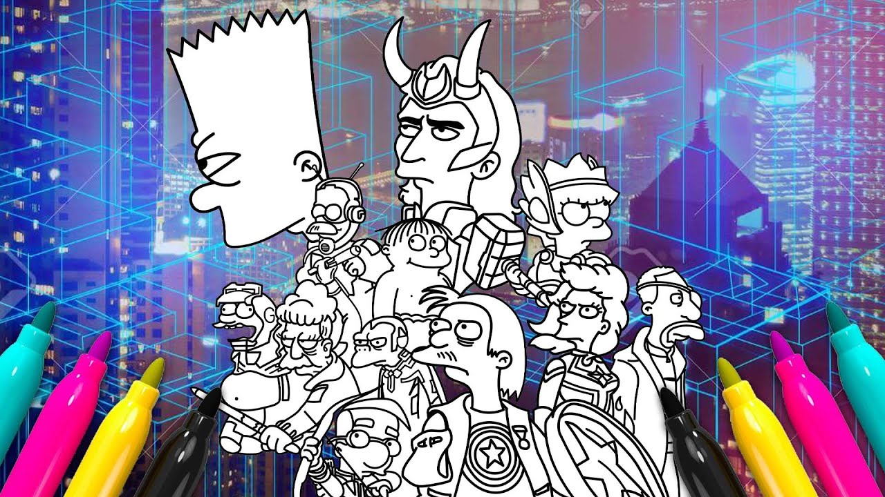 Simpson Family Avengers Coloring Page