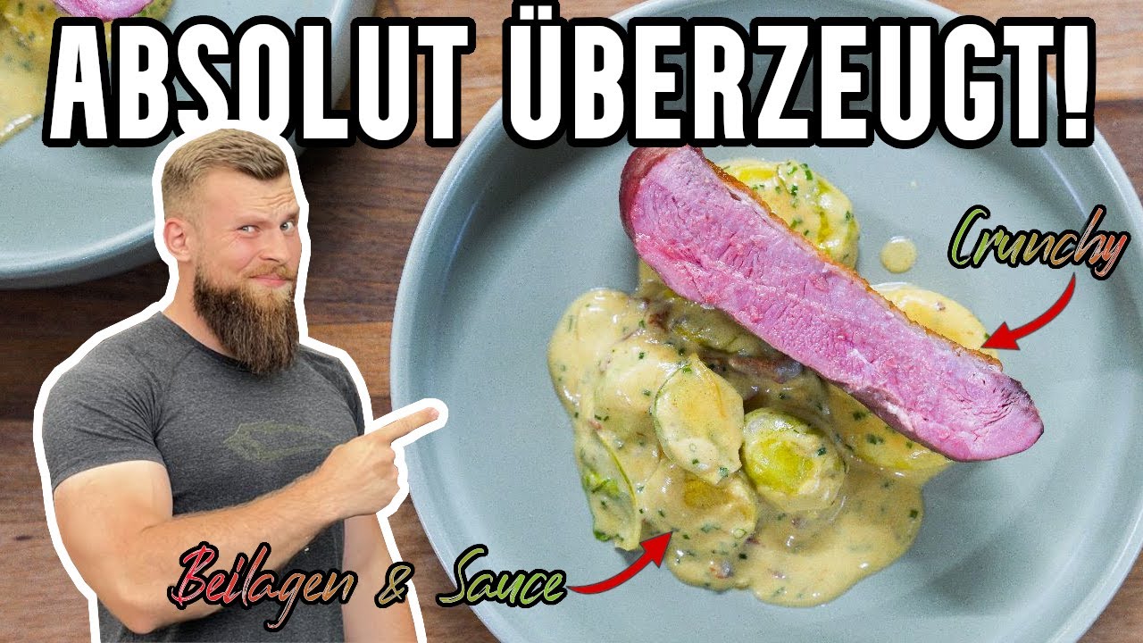 Geniale Kombi! Knuspriges Entenbrustfilet mit Beilagen & Sauce | Rezept