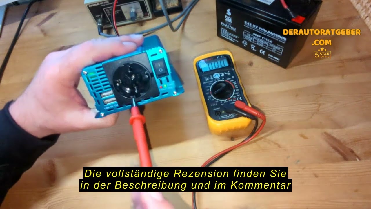 Produktbewertung Yinleader 2000W Wechselrichter 12V/24V auf 230V LCD 1 EU Steckdosen 2 USB Spannungs