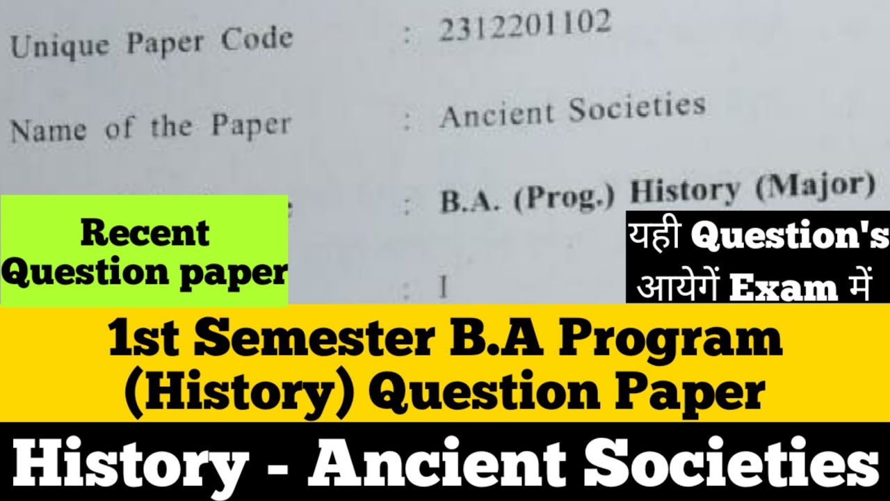 sol du B.A Programme Ancient Societies Important Question Paper 1st semester 2023