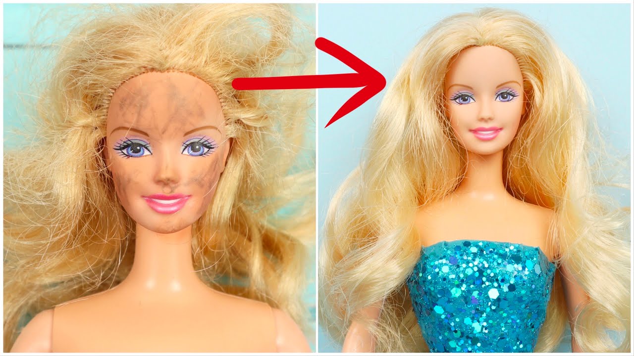 BARBIE SA&Ccedil;I VE KIYAFETLERİ KENDİN YAP - SİMLİ MAVİ MİNİ ELBİSE, DALGALI SARI SA&Ccedil; NASIL YAPILIR