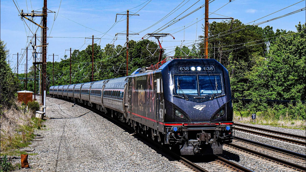 Amtrak & MARC on the Northeast Corridor Featuring 606 King Tut and 638 Harry Potter unit & More