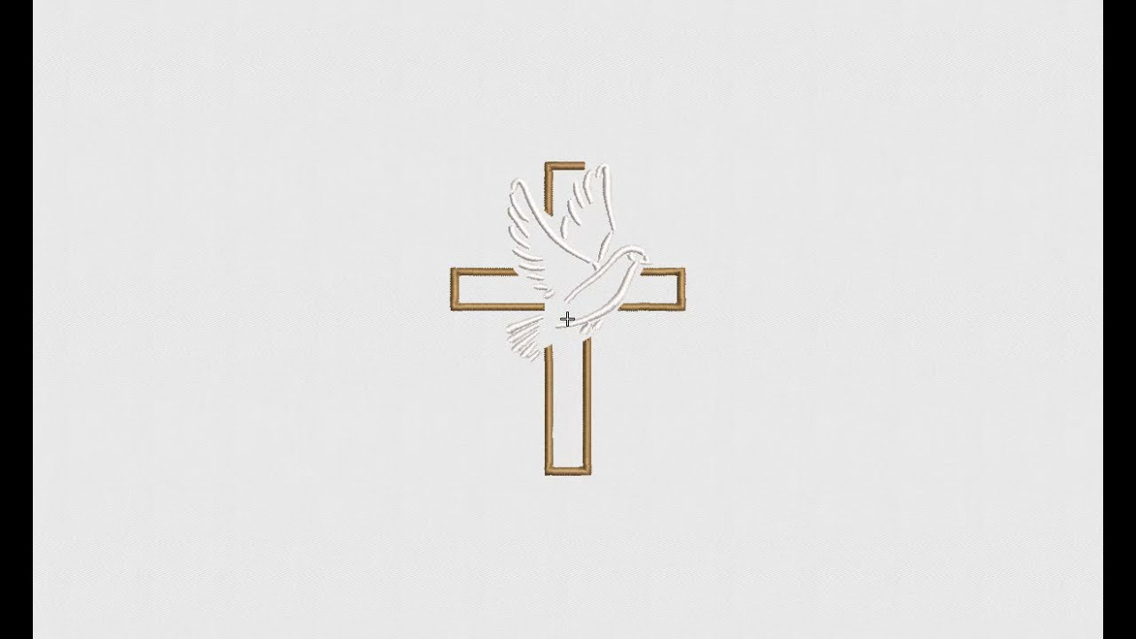 Elegant Dove and Cross Embroidery Design | Cross Embroidery File | DigitEMB