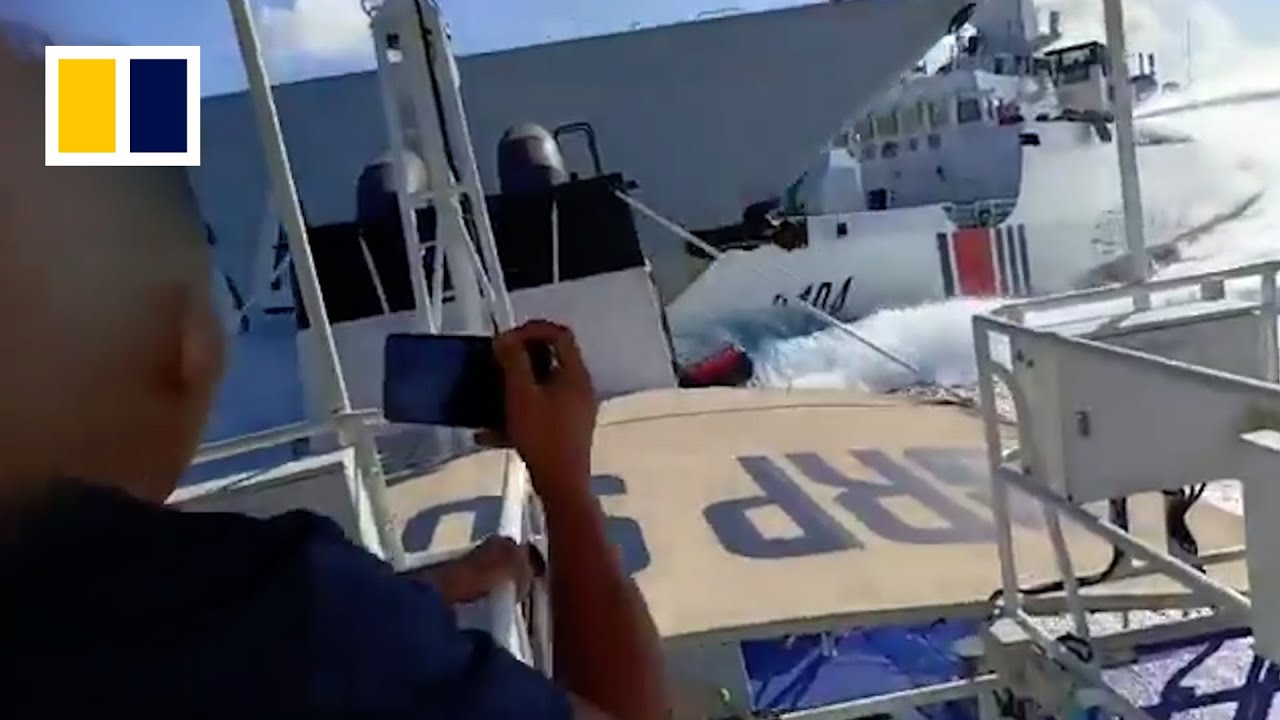Chinese and Philippine coastguard confrontation in South China Sea