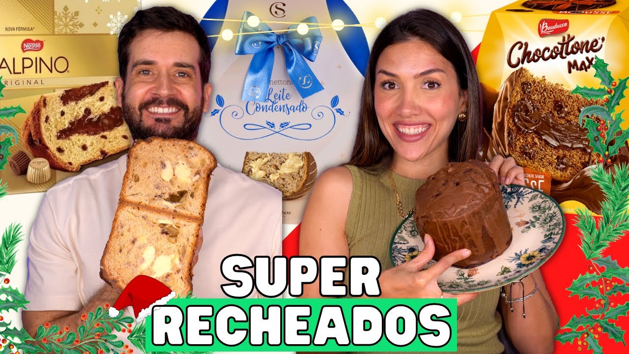 PROVANDO PANETONES RECHEADOS | CACAU SHOW LEITE CONDENSADO, ALPINO e  CHOCOTONE MAX BAUDUCCO
