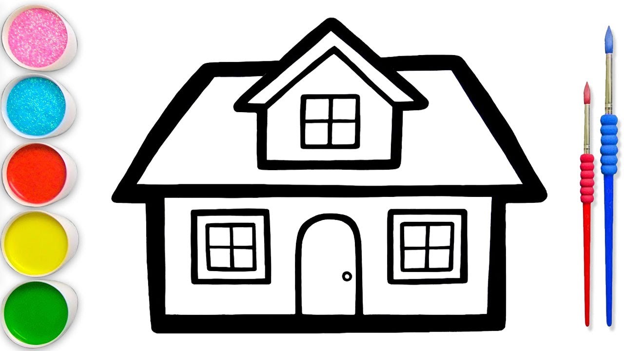 House Drawing, Painting, Coloring for Kids & Toddlers  | House Draw and Paint Together