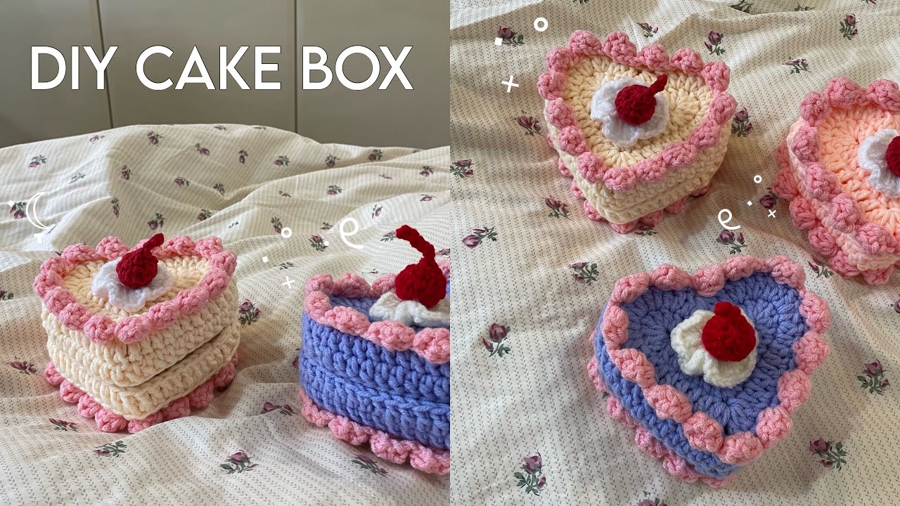 How to crochet a heart cake box // easy and beginner-friendly crochet tutorial