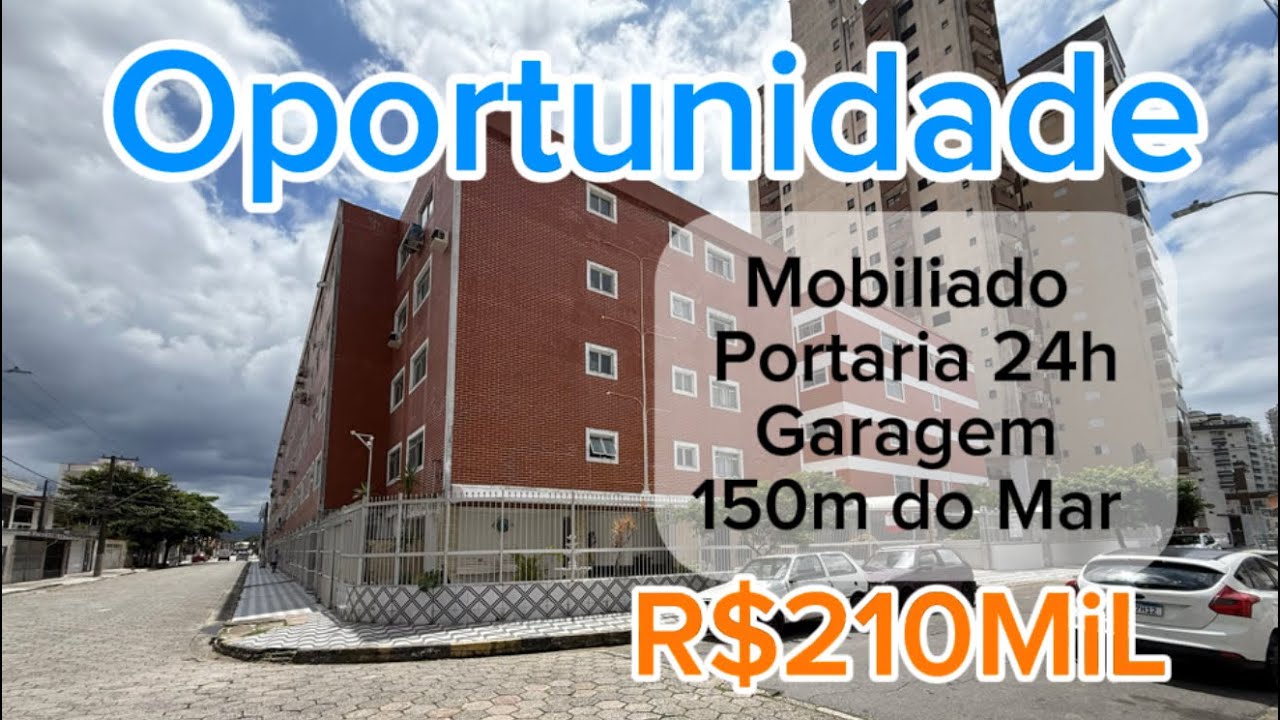 R$210.000 Oportunidade | Mobiliado | 100m do Mar | Portaria 24h | Aviação, Praia Grande 