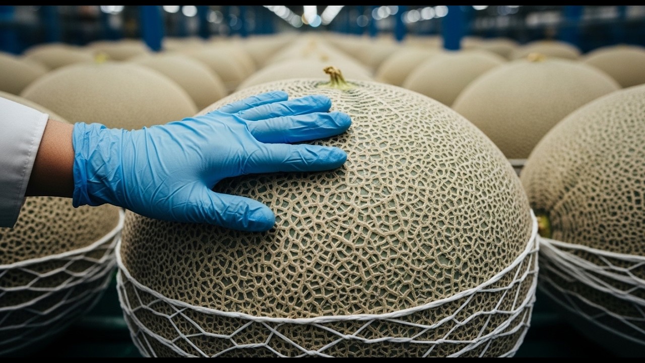 Tiny Workers vs GIGANTIC Cantaloupes! 🏭 The Most Satisfying Food Factory in the World 🍈