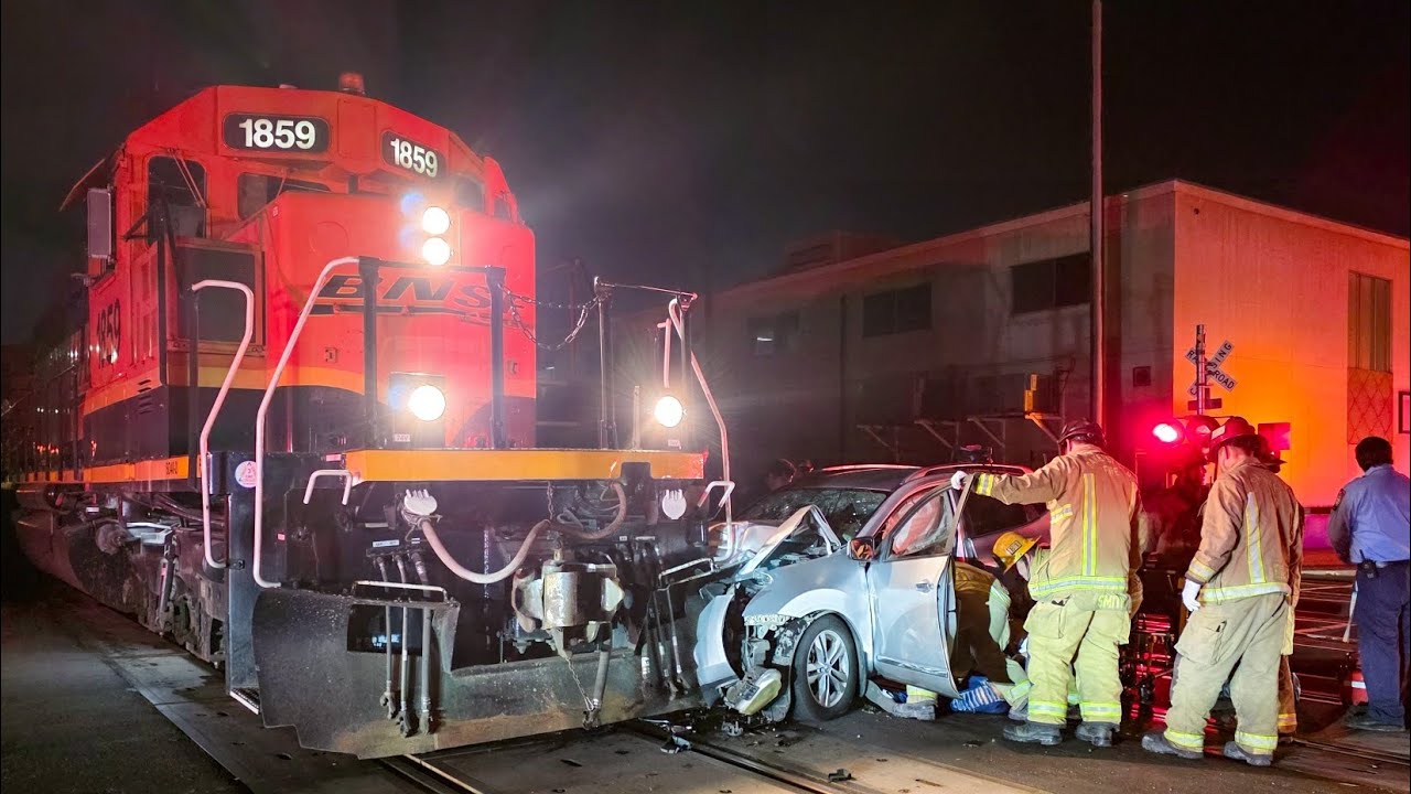Silver SUV Collides with Train in Downtown Bakersfield, Two Hospitalized