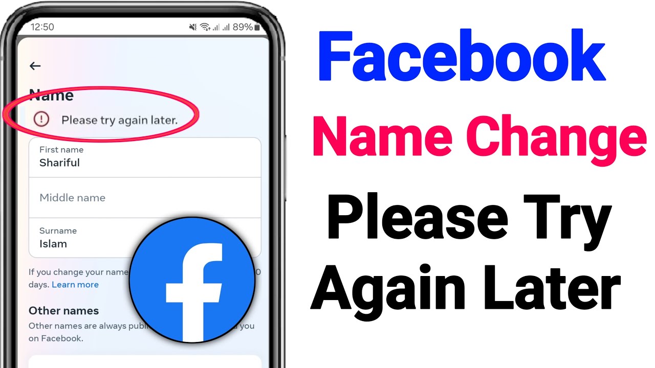 Facebook Name Change Please Try Again Later Problem | Fix Please Try Again Later Problem Name Change