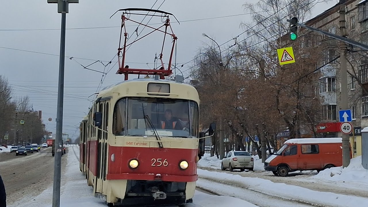 Поездка на трамвае Tatra T3SU | номер 256+257 | маршрут 7 | Екатеринбург 