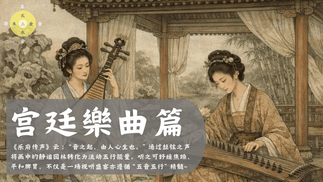 【沉浸式国风冥想】穿越回古代凉亭：在琵琶与古筝的丝弦声中寻找内心平静~~ 深宫内院 / 宫廷 / 古装 / 宫廷氛围 / 东方古典韵味 / 貴妃 /雅乐/国风/古韵/Guqin,Asian Music