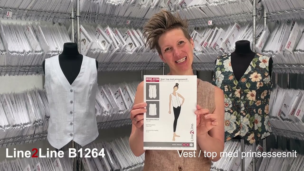 Sy din egen Vest eller top med prinsessesnit i Line2Line B1264 - Modellen er til fast stof