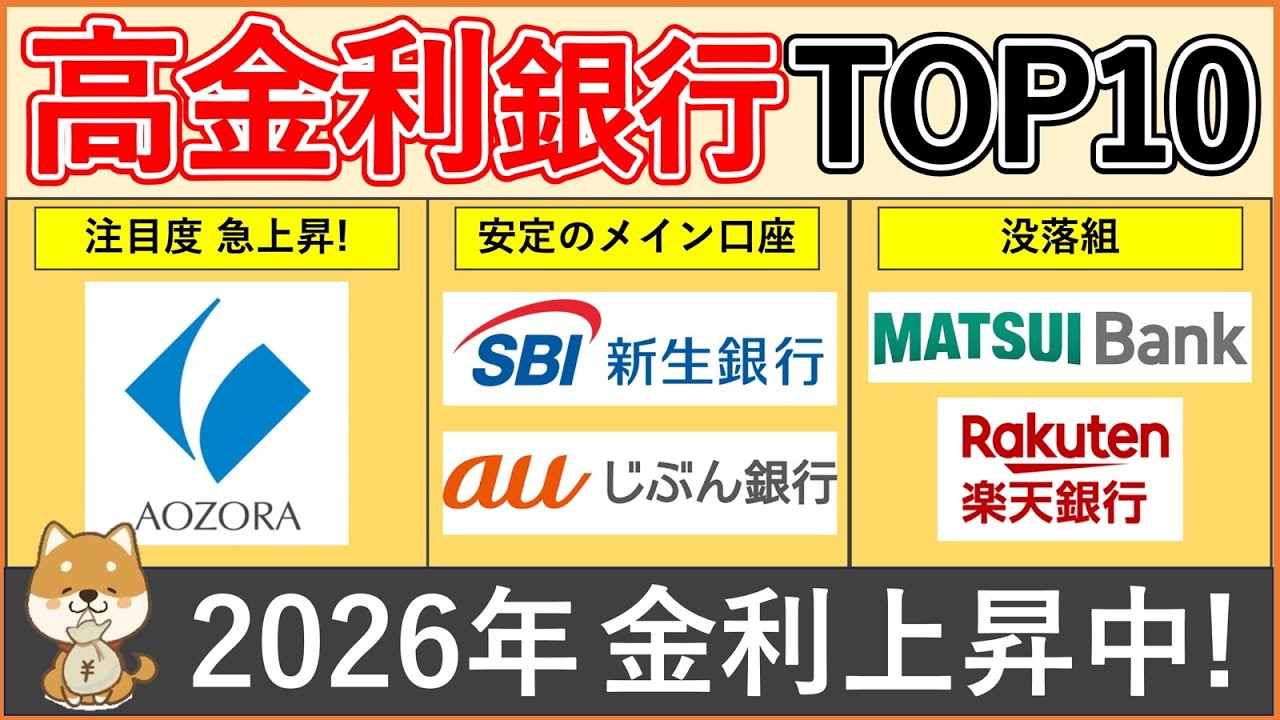 【2026年最新版】高金利銀行TOP10！金利・資金移動の利便性・ポイント還元・新規口座開設キャンペーンなどまとめ！