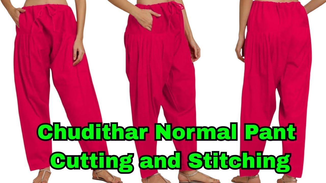 Chudithar Pant Cutting and Stitching easy method for beginners | Normal Pant Cutting and Stitching