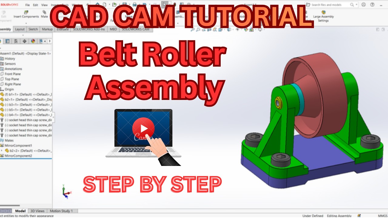 Belt Roller Support Assembly | Complete Step-by-Step Tutorial in Urdu for Beginners