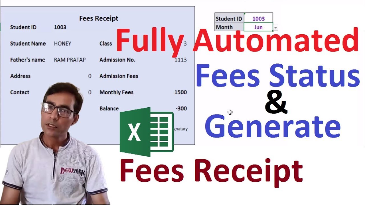 Automated Fees Status and fees receipt Software in Excel in hindi | Fees status software part-1
