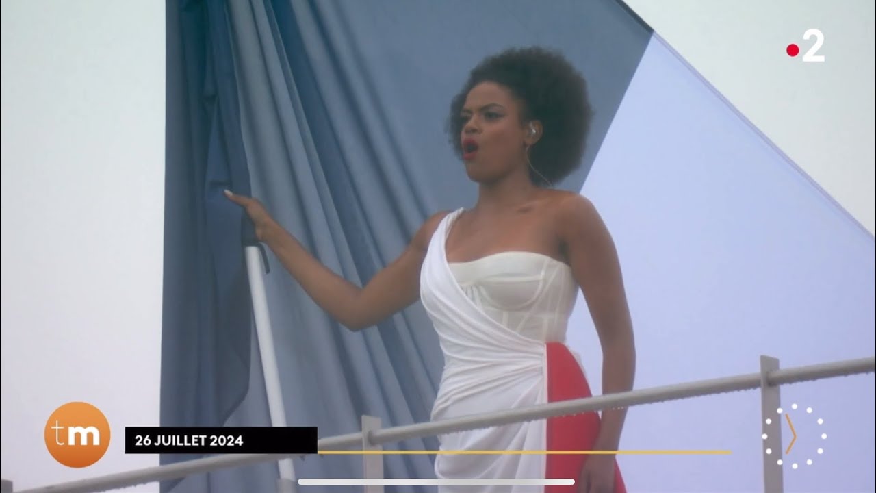 Télé Matin Axelle Saint-Cirel Voix des Outre-mer à Paris avec la Marseillaise Jeux Olympiques 2024