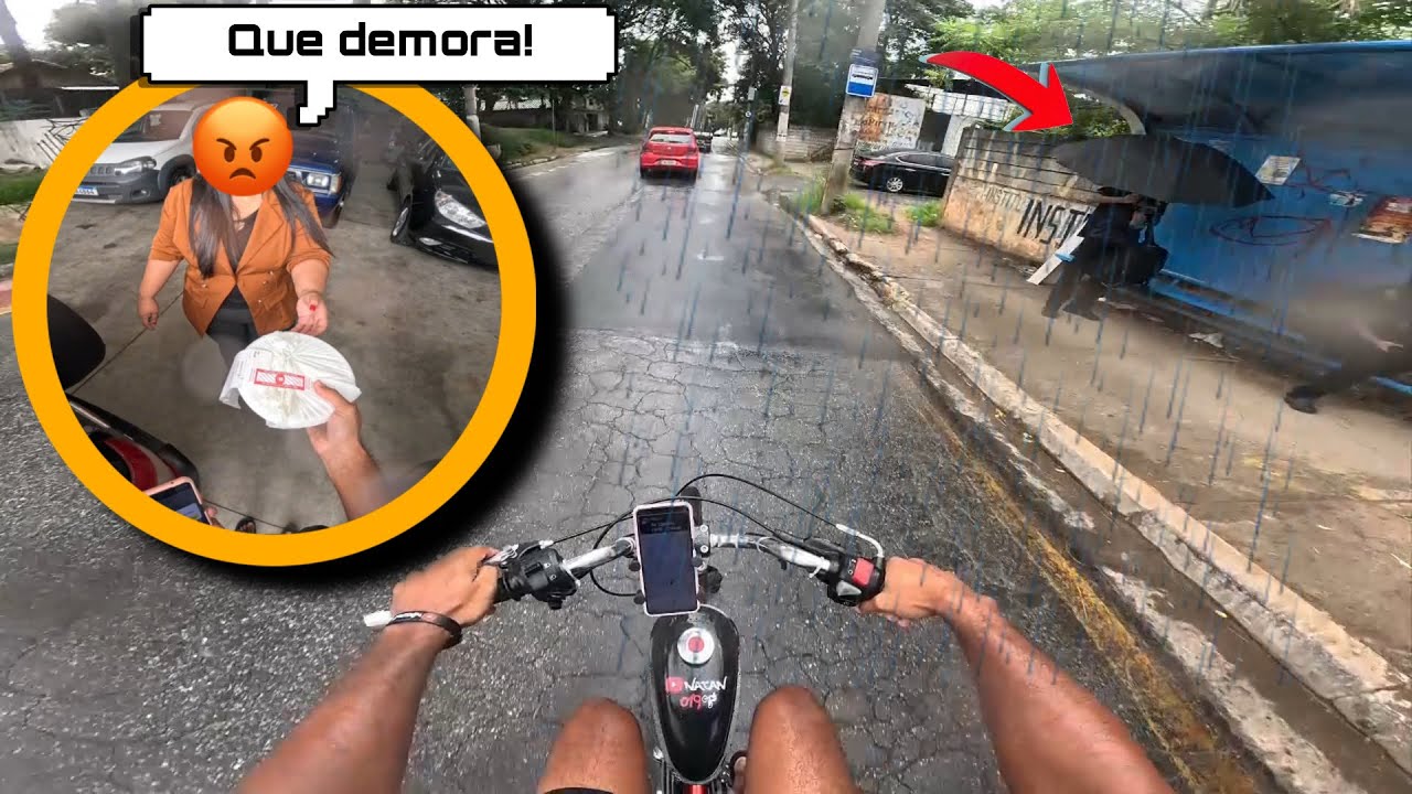 MINHA PRIMEIRA ENTREGA NA 99 TOMEI MUITA CHUVA!