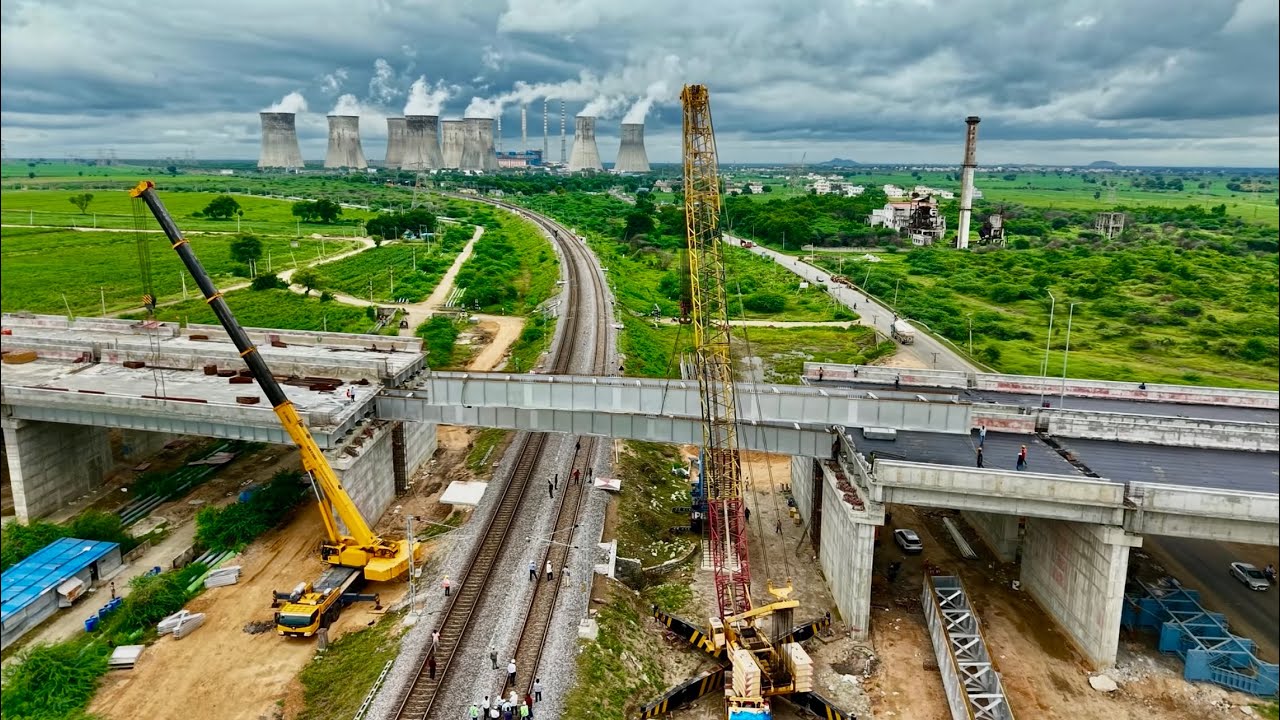 Erection of 3 double steel gerders for Railway over bridge with 500 Ton Crane | AVNR Cranes 