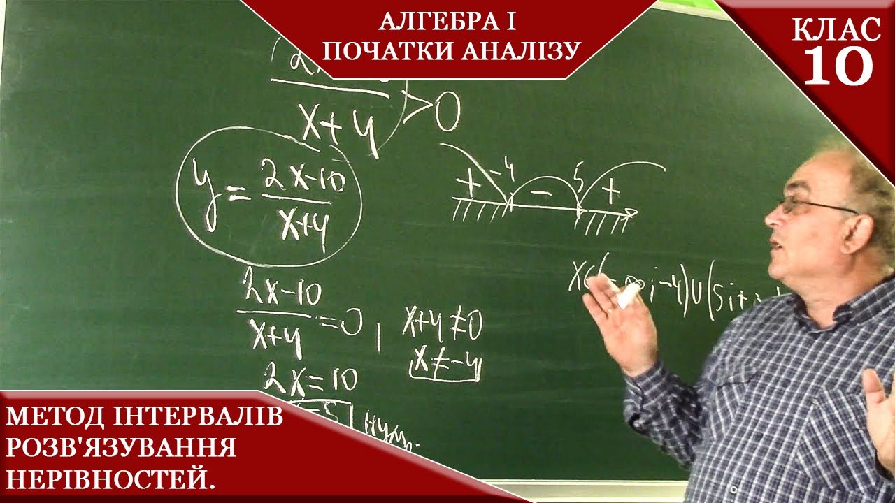 Курс 3(3).  Заняття №3. Метод інтервалів розв'язування нерівностей. Алгебра і початки аналізу 10.