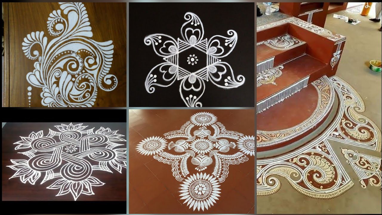 Easy AlponaRangoli Design/How To Draw Rangoli Design/Kolam/Alpona Making Idea/Laxmi Paa Border Kolam