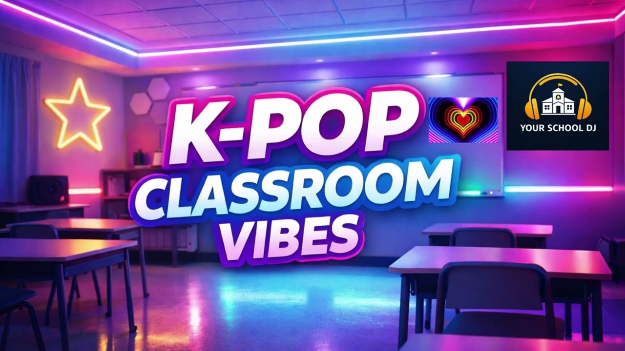 K-Pop Classroom Instrumental 🎧 | Upbeat Neon Focus Music for Students 